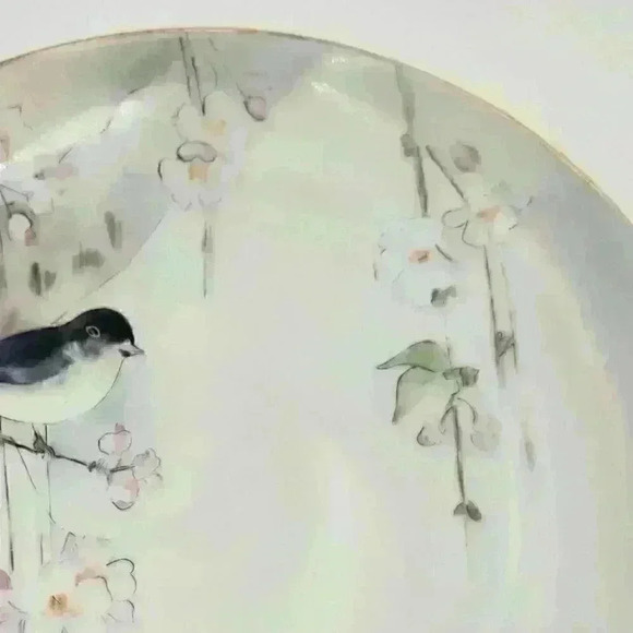 Signed Antique MZ Austria 8‎ 1/2" Hand Pained Art Plate Bird Cherry Blossoms - Picture 3 of 6